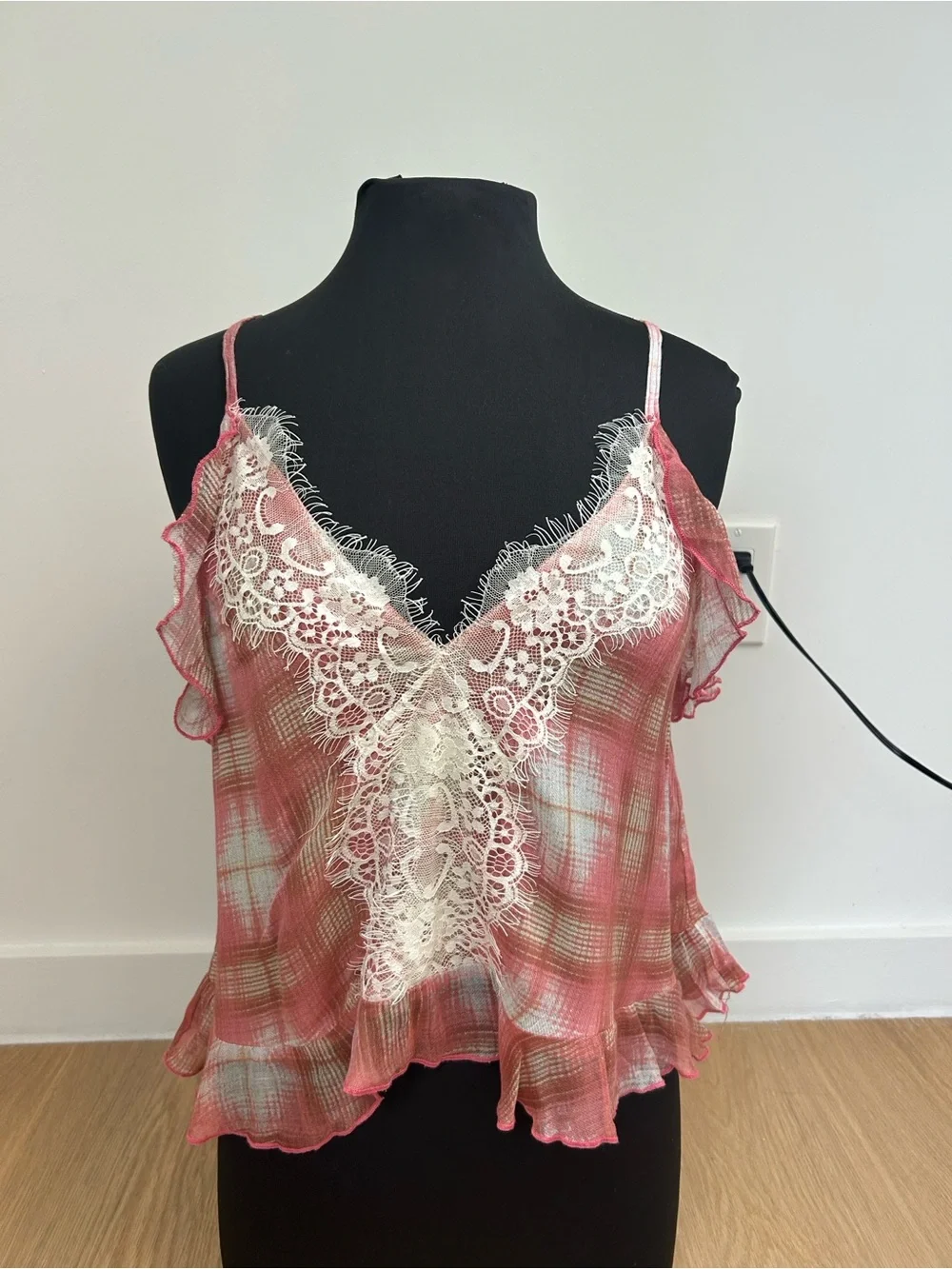 Free People Fallen Angel Plaid Louge Top Tank Cami S - Picture 9 of 9